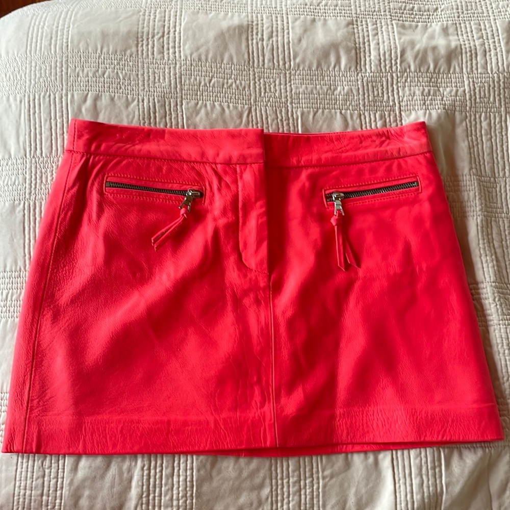 Milly Leather Hot Pink mini skirt